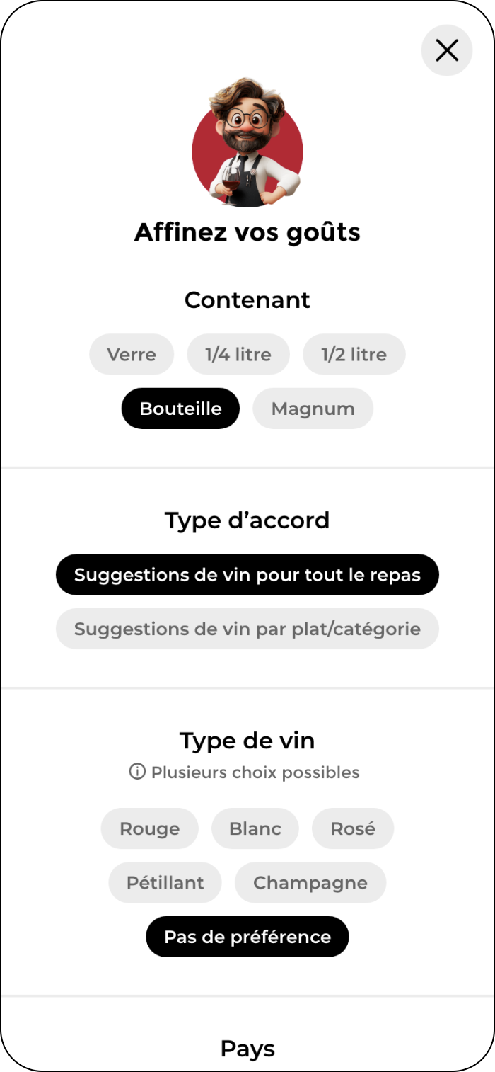 Aisommelier - Gérez vos préférences
