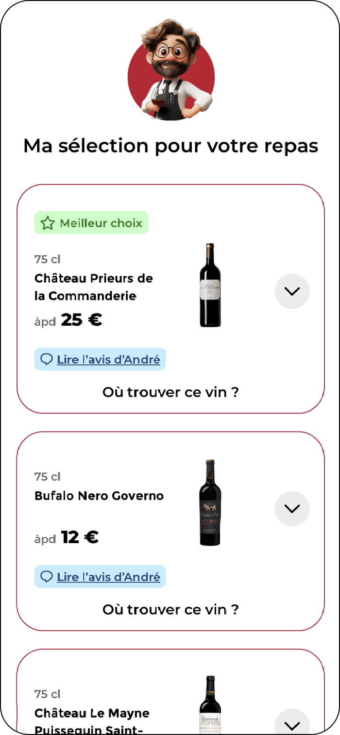 Cavistes selections repas